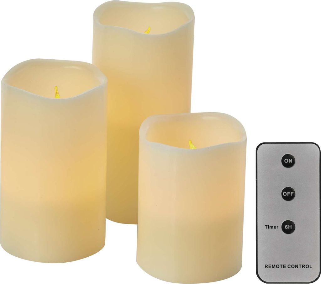 LED Dekoration – 3x Wachskerze, 3x 3x AAA, Innen, Vintage, Fernbedienung