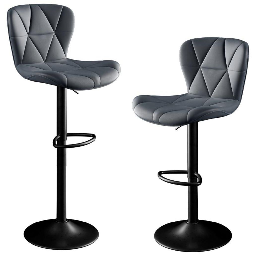 Hawthyhome Barhocker 2er Set Kunstleder Barstuhl Höhenverstellbar 360° Drehbar mit Rückenlehne Dunkelgrau