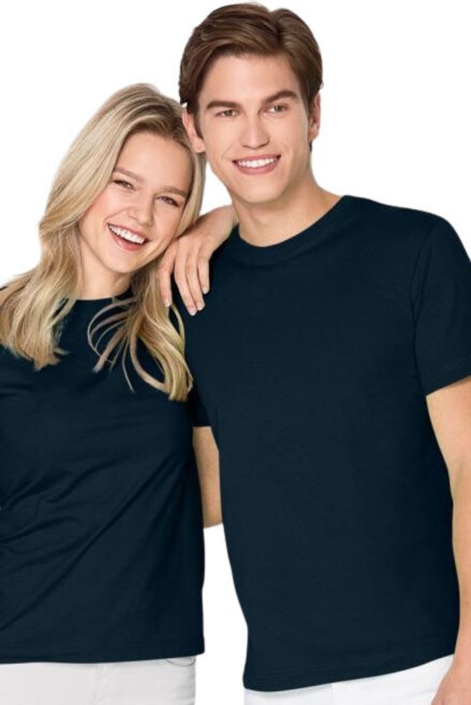 Atmungsaktives Uni-T-Shirt aus Baumwolle, 100% Baumwolle, unbedruckt, einfarbig, 135g/m2, Farbe dunkelblau, Größe S