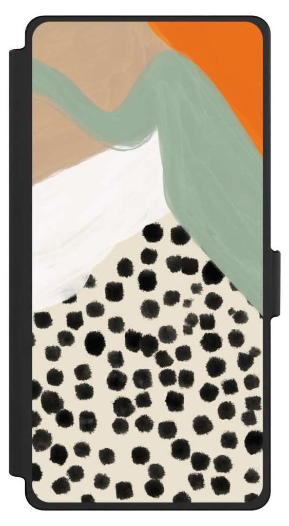 NIVOCASE Klapphülle für Samsung Galaxy S25 Ultra Handyhülle aus Kunst Leder NIVOflip schwarz Abstrakt Boho Kunst