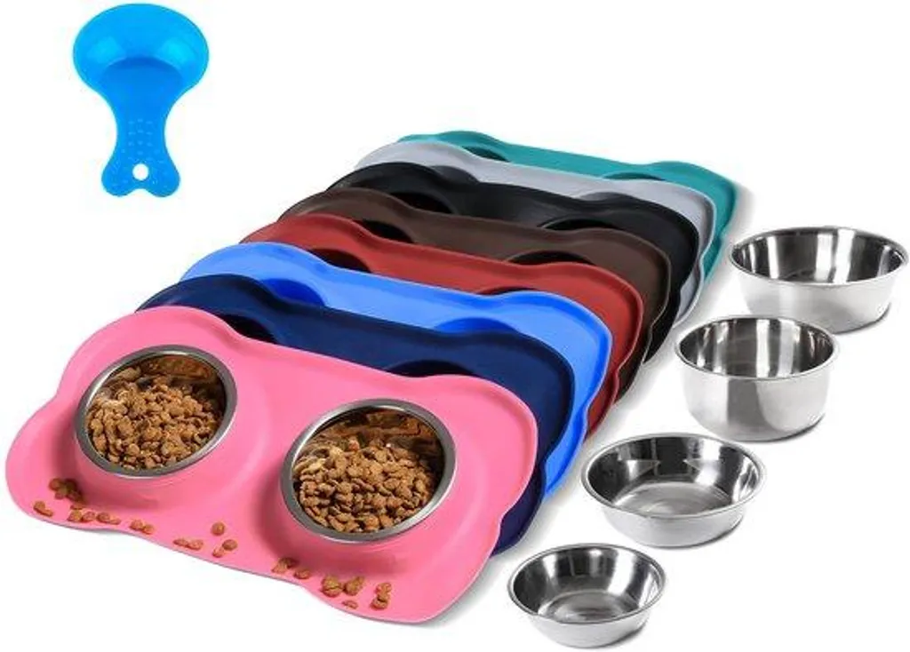 Écuelle antidérapante en inox avec support silicone pour chiens et chats