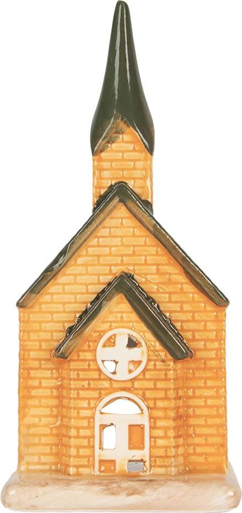 Clayre & Eef Teelichthalter Haus 9x8x21 cm Orange Keramik