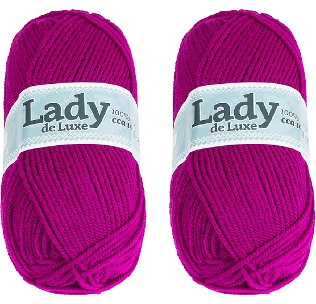 SET 2pcs - Garn LADY DE LUXE - 100g / 238 m - Burgunderrot