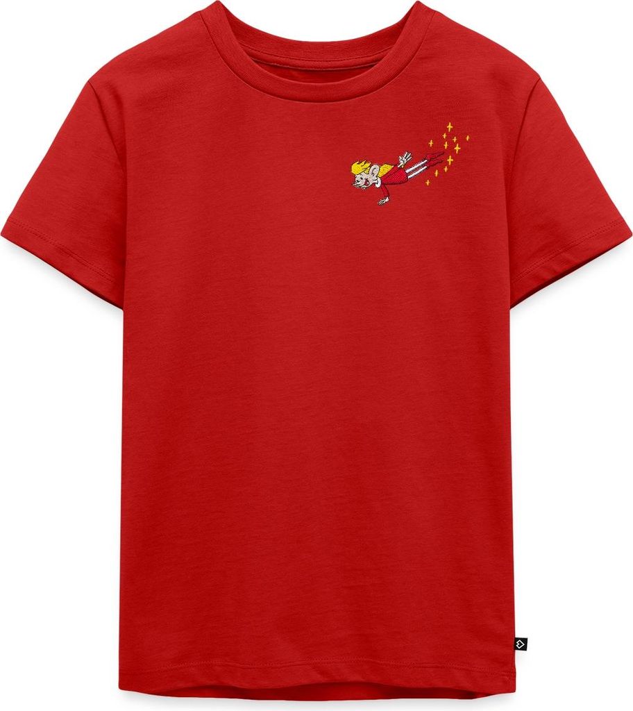 Spreadshirt Weihnachtsmann & Co. KG Stick-Motiv Elfe Kinder Premium T-Shirt, 110/116 (4 Jahre), Rot