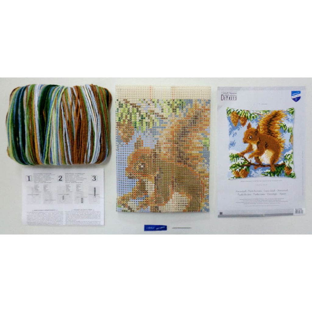 Vervaco Kreuzstich-Kissen-Set Eichhörnchen - Stickbild vorgezeichne