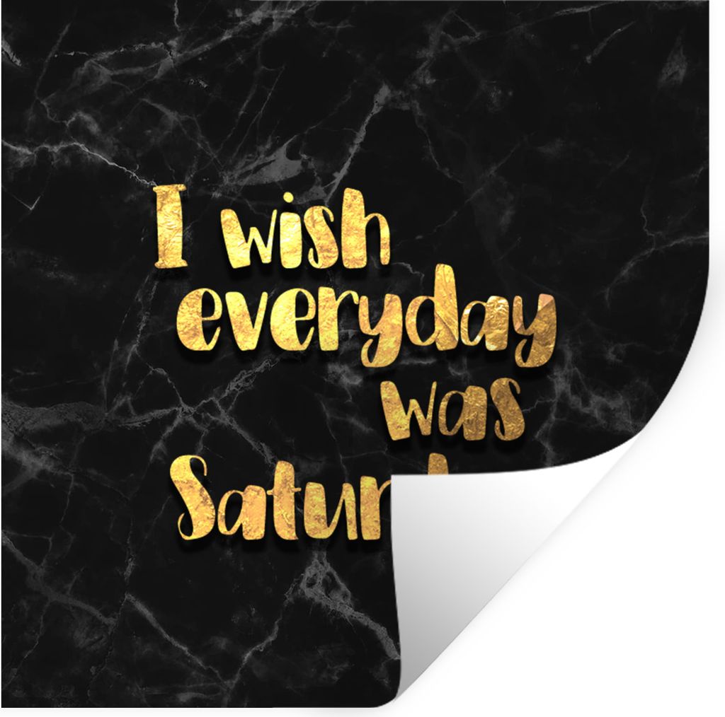 MuchoWow Wandtattoo Wandsticker Wandaufkleber Zitat - Wochenende - Gold - Marmor 80x80 cm Selbstklebend und Repositionierbar - Wierderverwendbar ...
