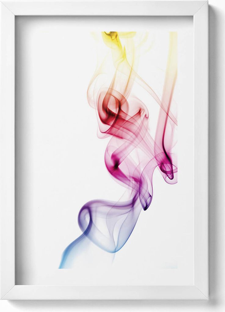 Bunte Rauchabstraktion– Wandbild mit Rahmen – Gerahmtes Bild – Wanddekoration – 20x30 cm – Weiß