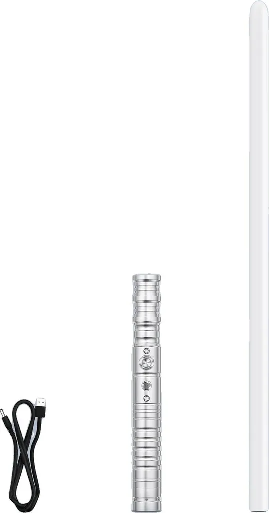 Sabre laser rechargeable argent idéal pour combat de nuit et soirées