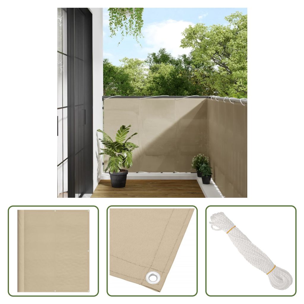 The Living Store Balkon-Sichtschutz Beige 120x800 cm 100 % Polyester-Oxford