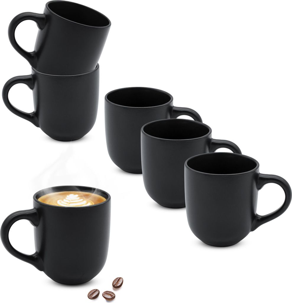 Tazza da caffè in gres 300 ml nero opaco - Set da 6 - Tazza Immagine del prodotto 