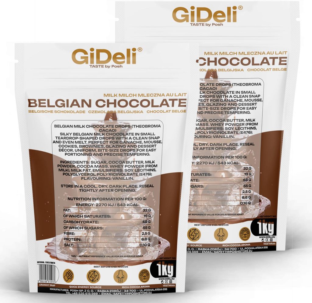Cioccolato belga 2 kg Copertura di cacao per glasse e Immagine del prodotto 