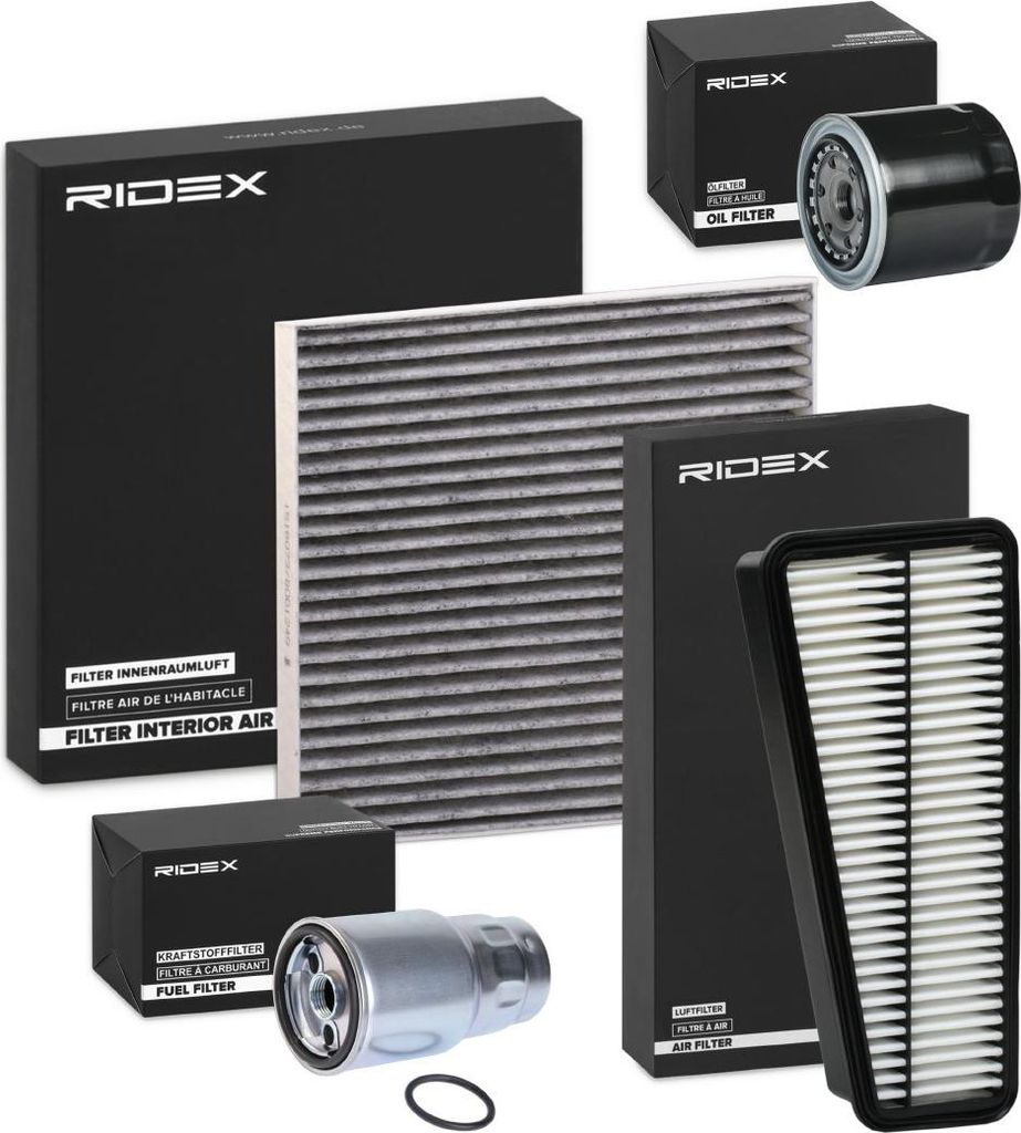 RIDEX Filterset Inspektionspaket Filtersatz für TOYOTA AVENSIS Kombi (T25) COROLLA Verso (ZER, ZZE12, R1) COROLLA (ZZE12, NDE12, ZDE12) AVENSIS (T25)
