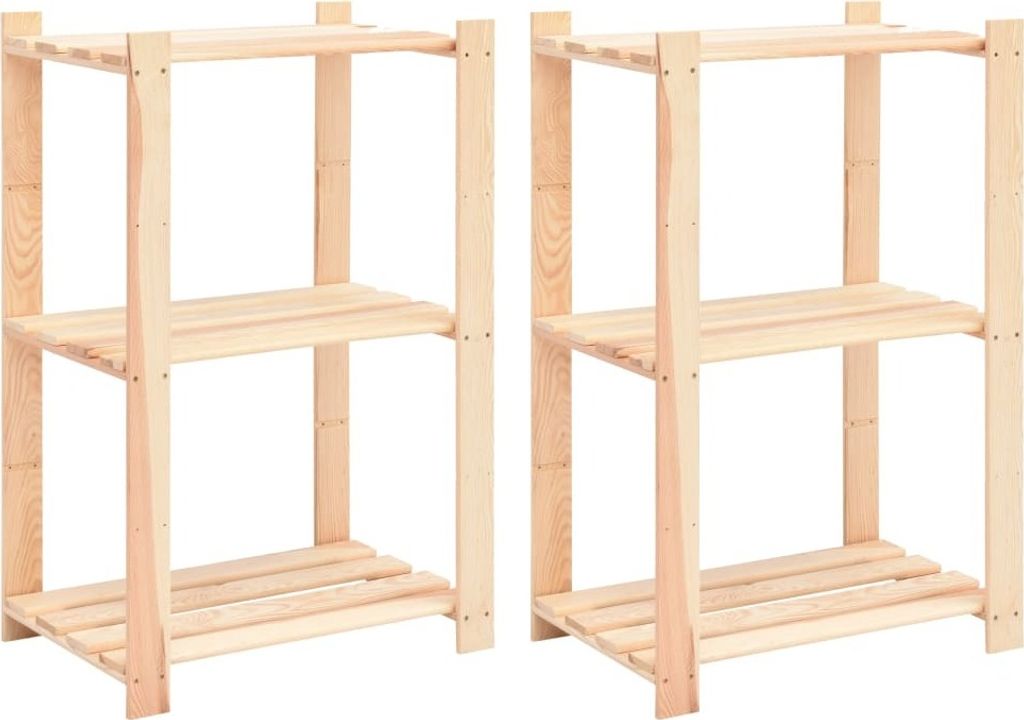 Lagerregale 3 Böden 2 Stk. 60x38x90cm Massivholz Kiefer 150kg