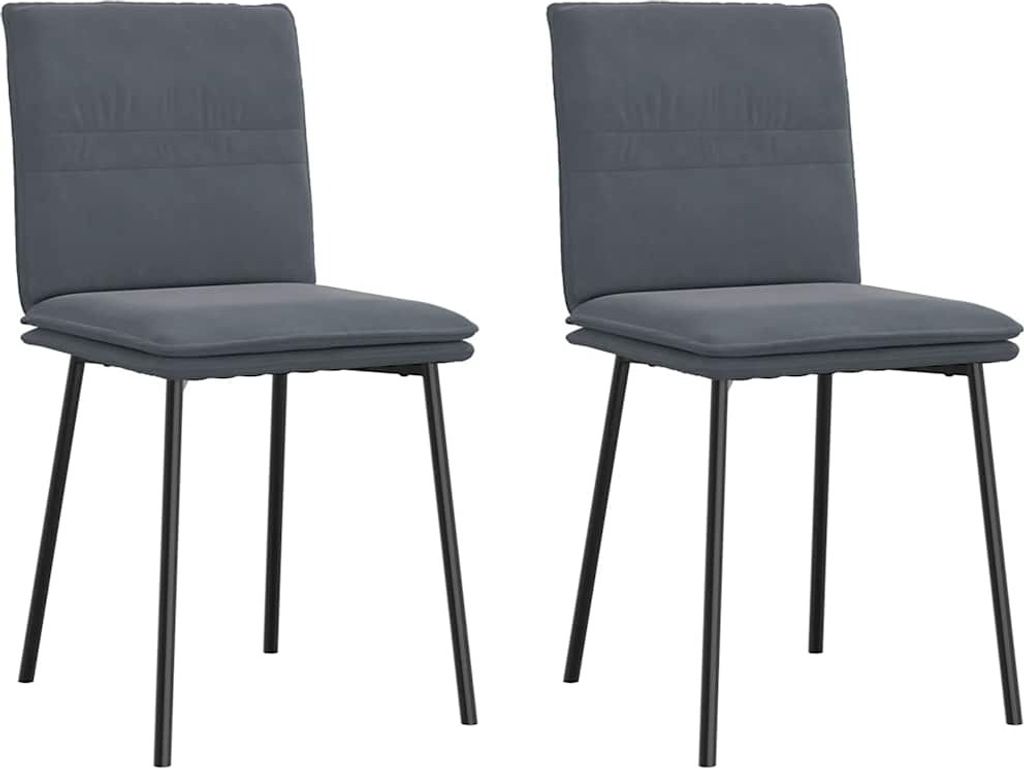 Esszimmerstühle 2 Stk. Dunkelgrau Samt