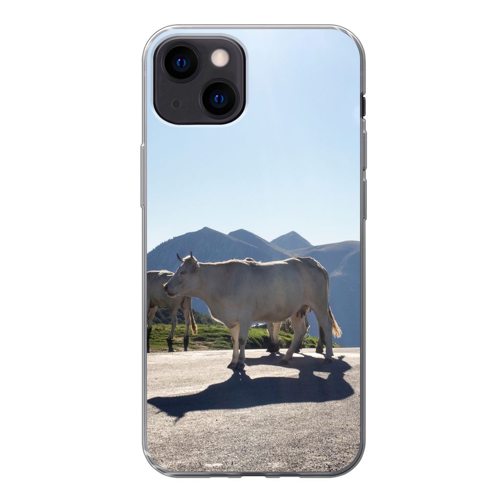 MuchoWow Handyhülle Schutzhülle Hülle für iPhone 13 Schottische Highlander - Licht - Berge - Natur Silikon Softcase Handy Hülle - Karteninhaber