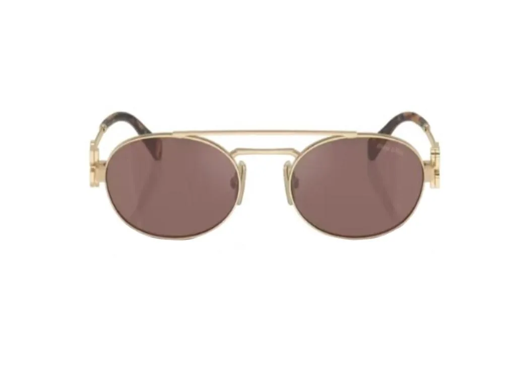 Miu Miu MU54ZS ZVN08Z Lunettes de Soleil Or Pâle et Verres Bruns Chic