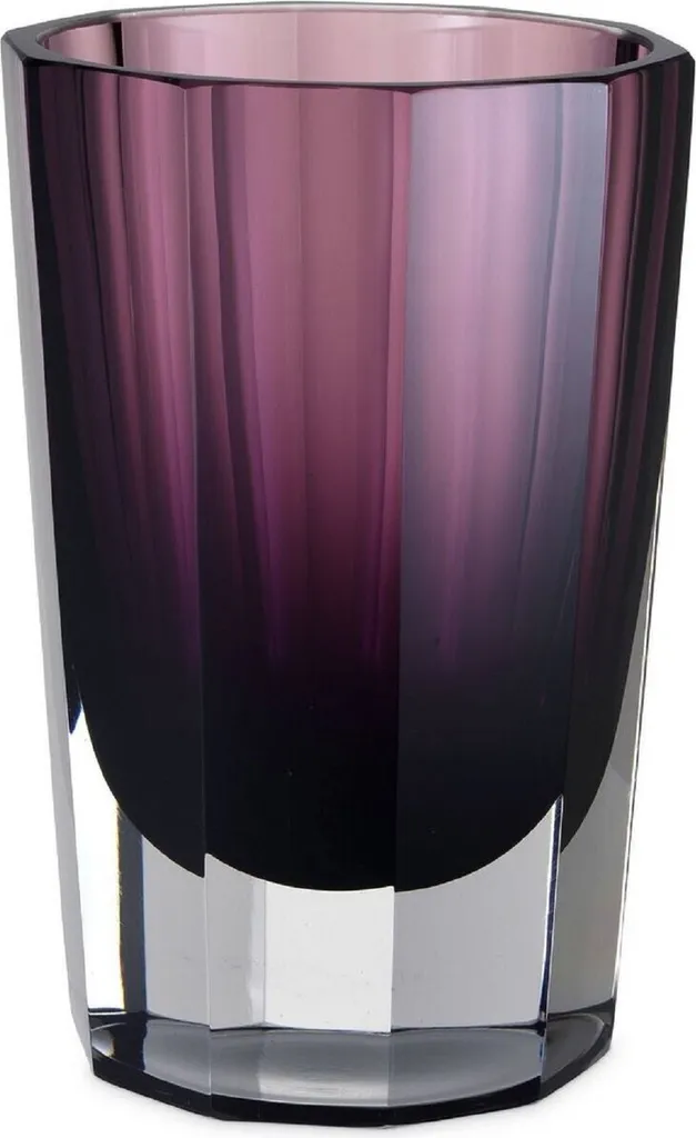 Casa Padrino Vase Déco Verre Violet Ø12x18cm - Vase Fait Main 8 Coins