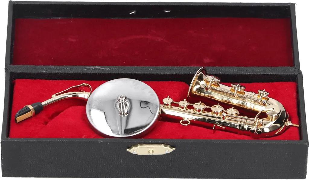 Cadeau pour musicien : mini saxophone en cuivre avec support de présentation