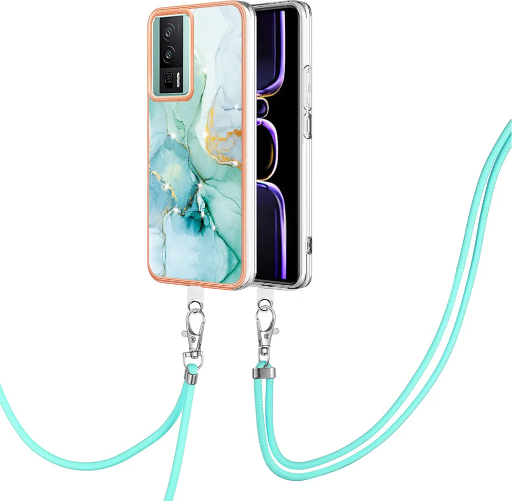 Custodia Xiaomi Poco F5 Pro con Cinturino Verde - Protezione TPU Morbida