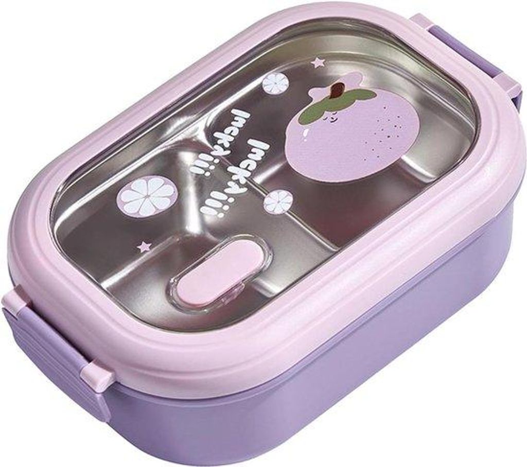 Stainless Steel-Lunchbox mit Thermounterteil - Isolierte Essensdose für Studenten und Büroangestellte - Lila.