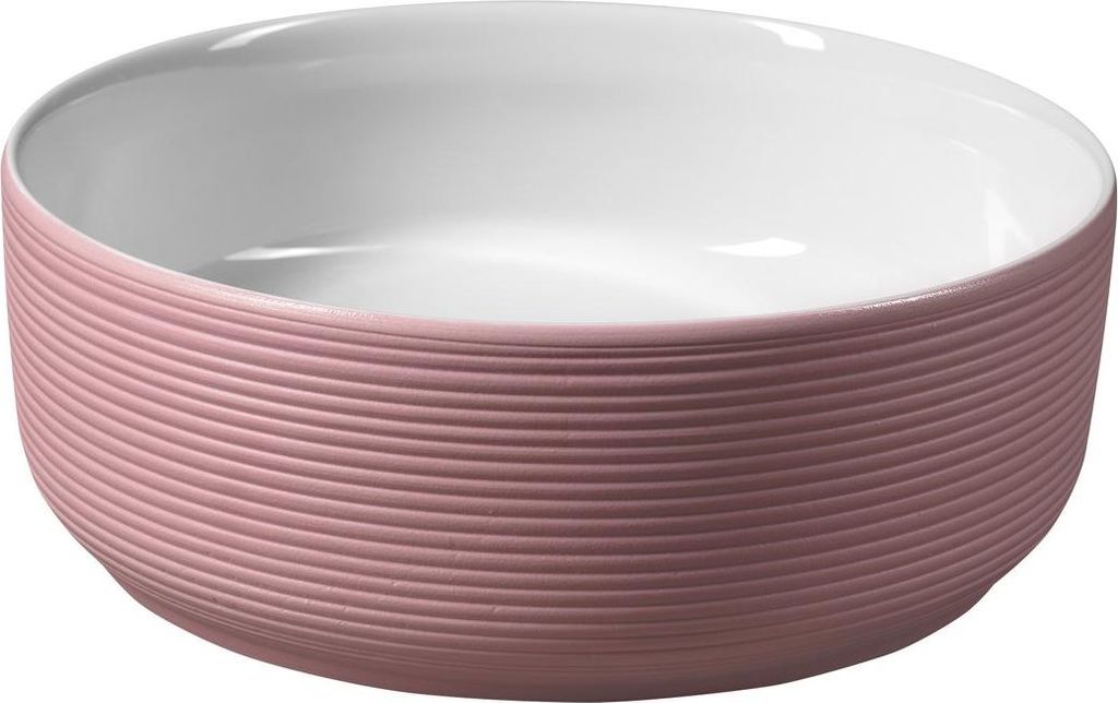Sapho | Waschbecken - Aufsatzwaschbecken - 41x15 cm - Rosa/Weiß - Elegante Rillenstruktur - Modernes Design - ARDEA