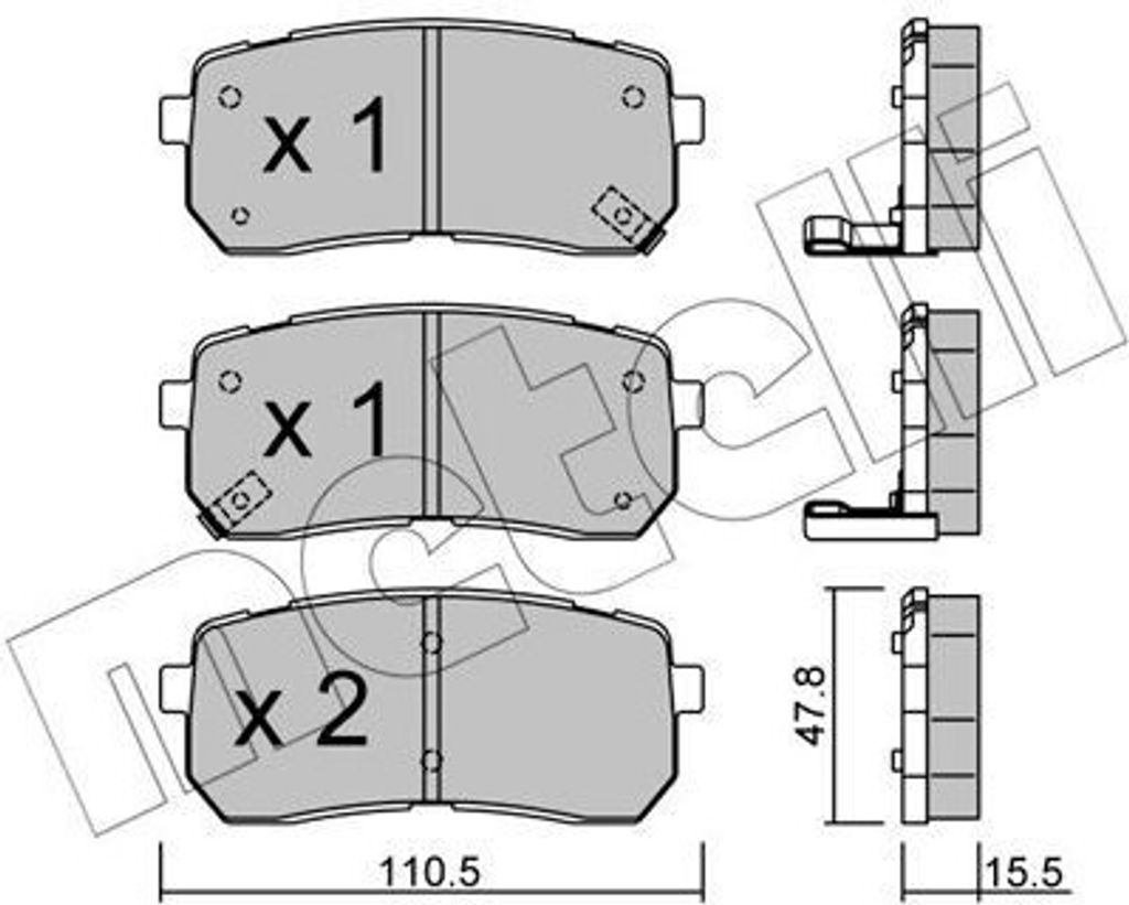 METELLI Bremsbeläge Satz Hinten Bremsklötze für HYUNDAI H-1 Travel (TQ) 22-0786-0
