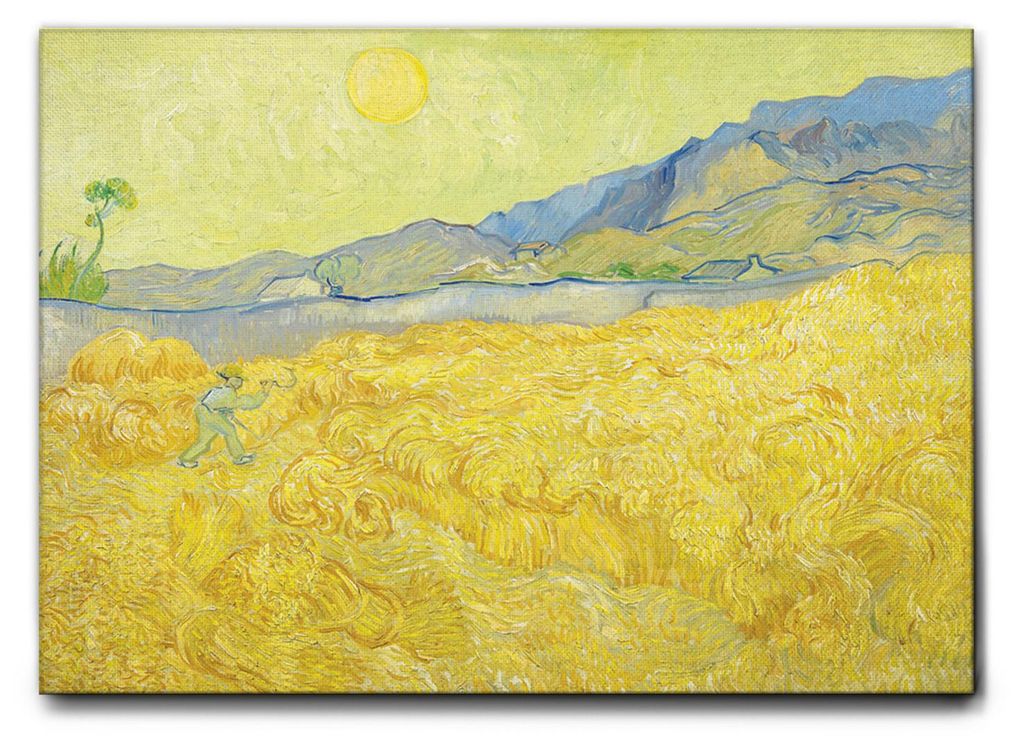 Giallobus - Weizenfeld mit Mäher - Vincent Van Gogh - 70L x 50B cm - Bild - Leinwand mit Standardrahmen