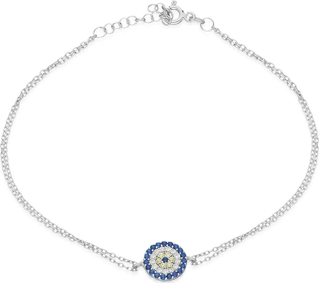 Bracelet femme argent 925 Nazar bleu, cadeau idéal avec pierres de zircone