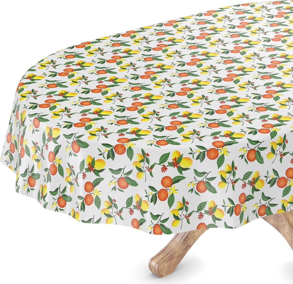 Tischdecke Wachstuch Essen Grau Robust Wasserabweisend Oval Breite 140 cm Länge 240 cm