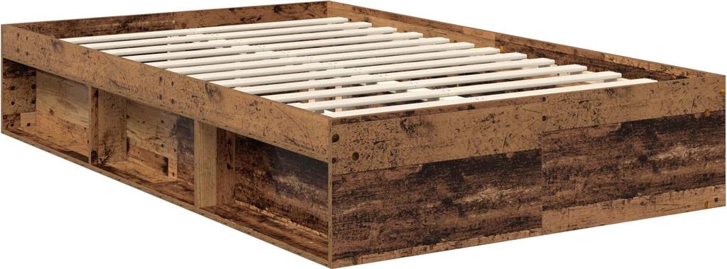 (Design 2026) Bettrahmen Altholz 120 x 200cm Massives Kiefernholz - HOMMIE 848917 - Klassische BettenJugendbett Tagesbett