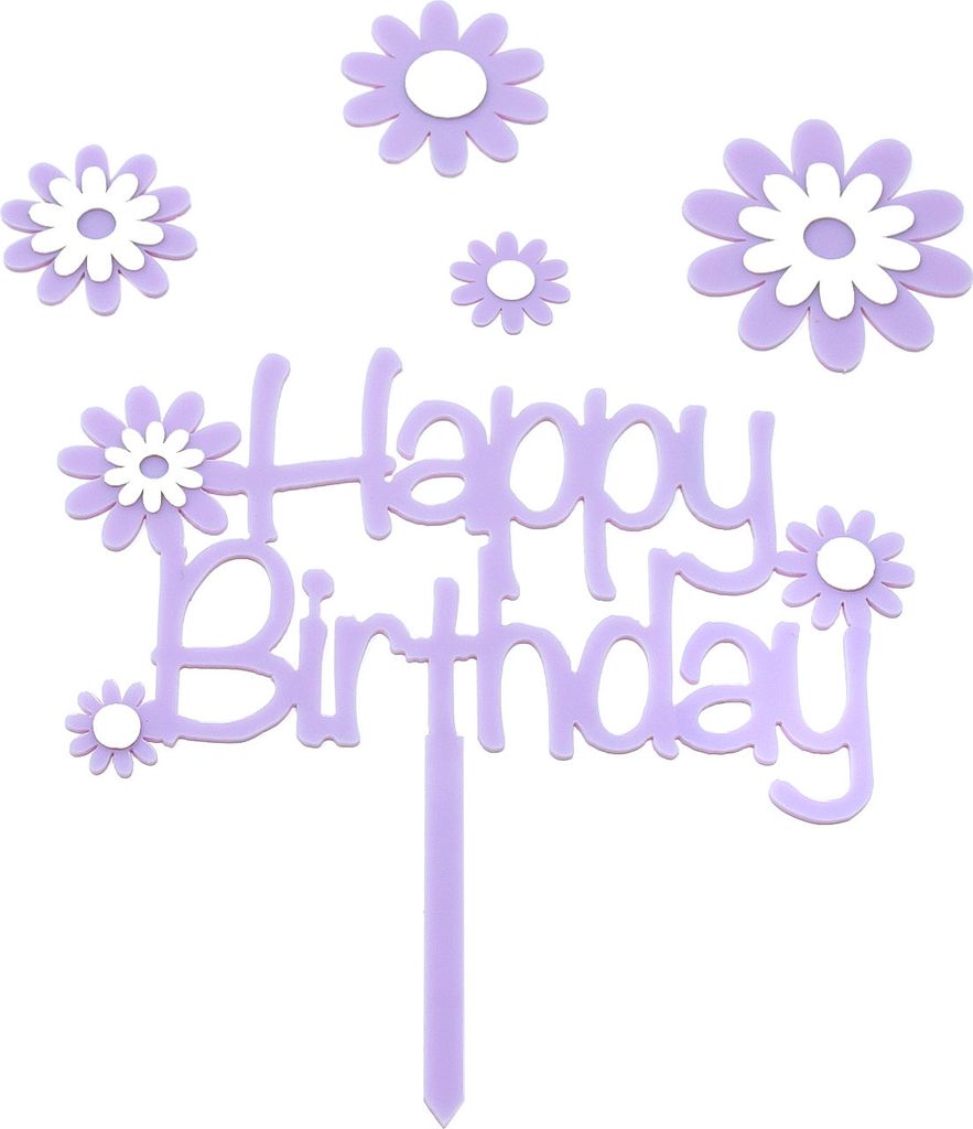 Oblique Unique Torten Topper Kuchen Muffin Cupcake Aufsatz Happy Birthday Kinder Geburtstag Jubliäum Deko - lila