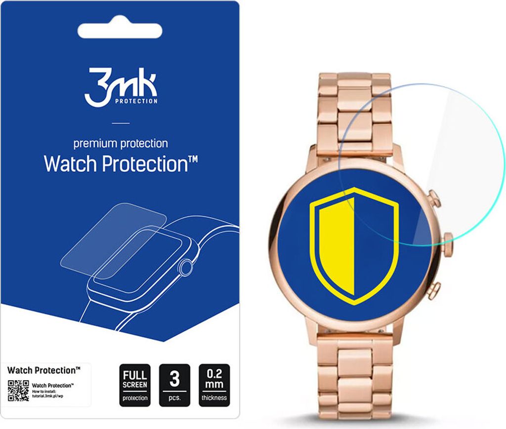 3mk Display Hybridglas Watch Protection für Fossil Q Venture HR Gen 4 0,2mm (3 Stück)