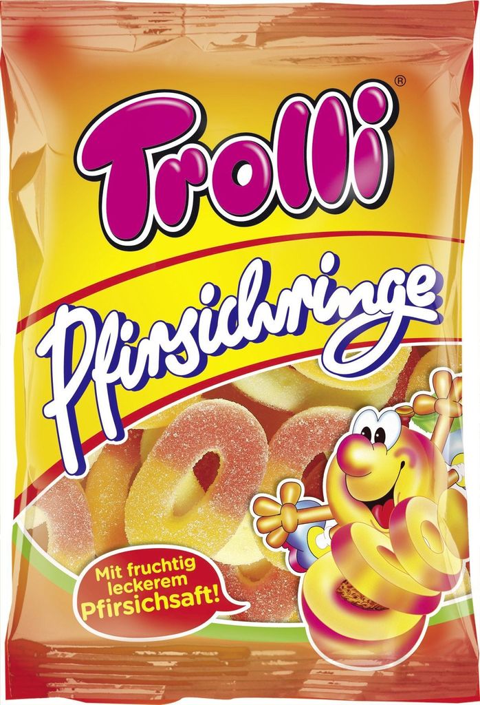 Trolli Pfirsichringe, Weiche Süßigkeiten, 200 g, Pfirsich, Produktbild 