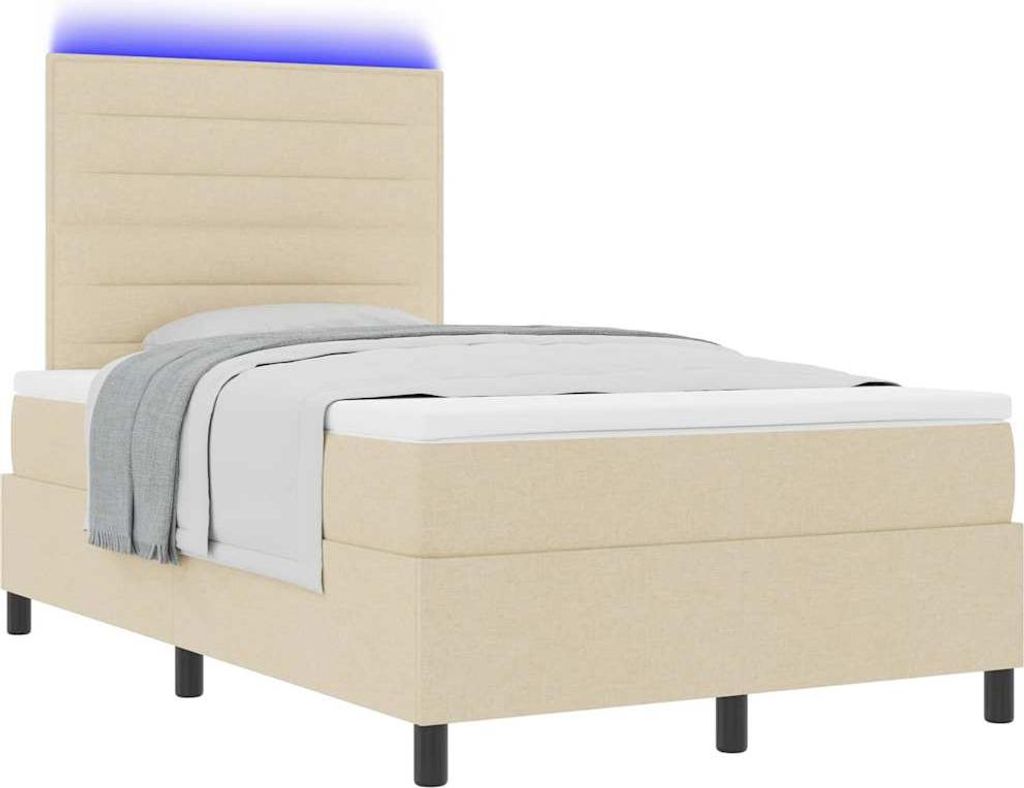Boxspringbett mit Matratze mit LED Creme 120 x 190 cm Stoff