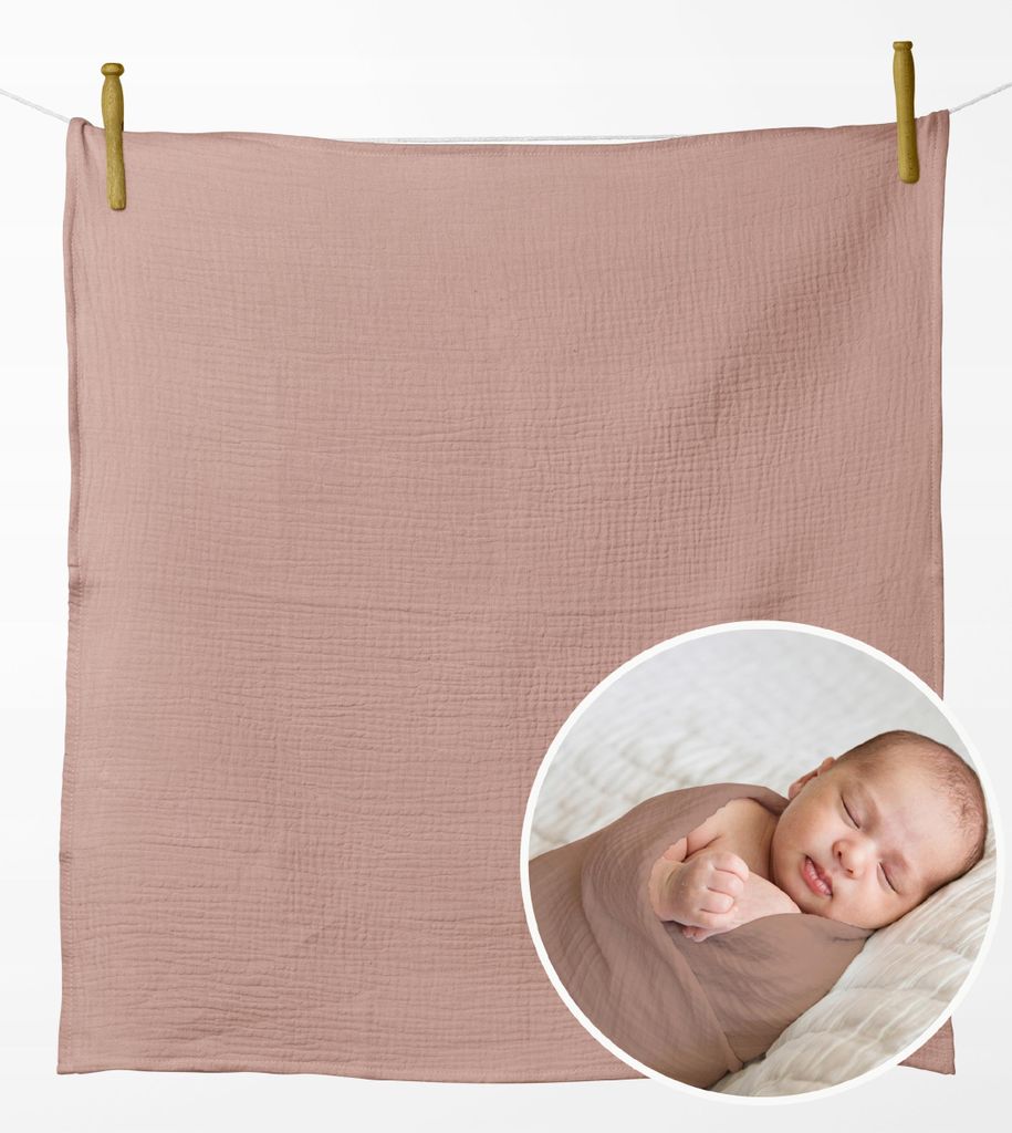 Musselin Mullwindel 120x120 cm – Dickes Mulltuch gekreppt, Baby Einschlagtuch & Decke