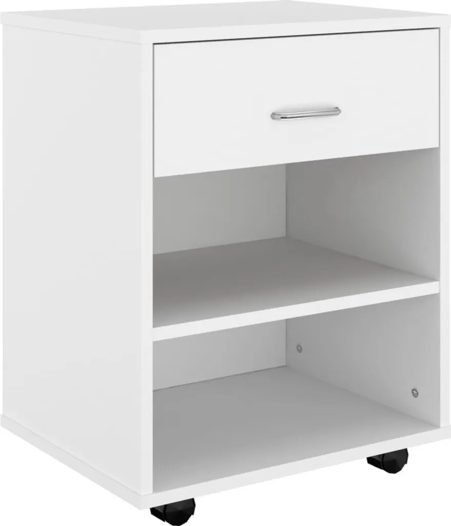 Desserte de bureau blanche 46x36x59 cm rangement d'appoint bois composite