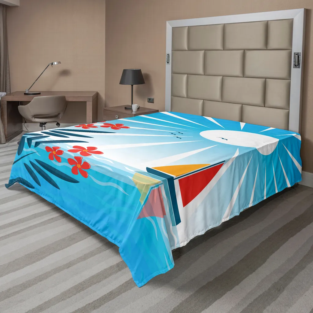 Drap Plat Nautique ABAKUHAUS Voiliers et Lauriers Roses 275 x 260 cm