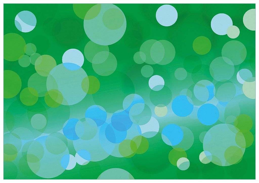 Wallario Premium Glasbild, freischwebende Optik, kräftige Farben, Größe 100 x 70 cm Motiv Grüne und blaue Kreise - harmonisches Muster