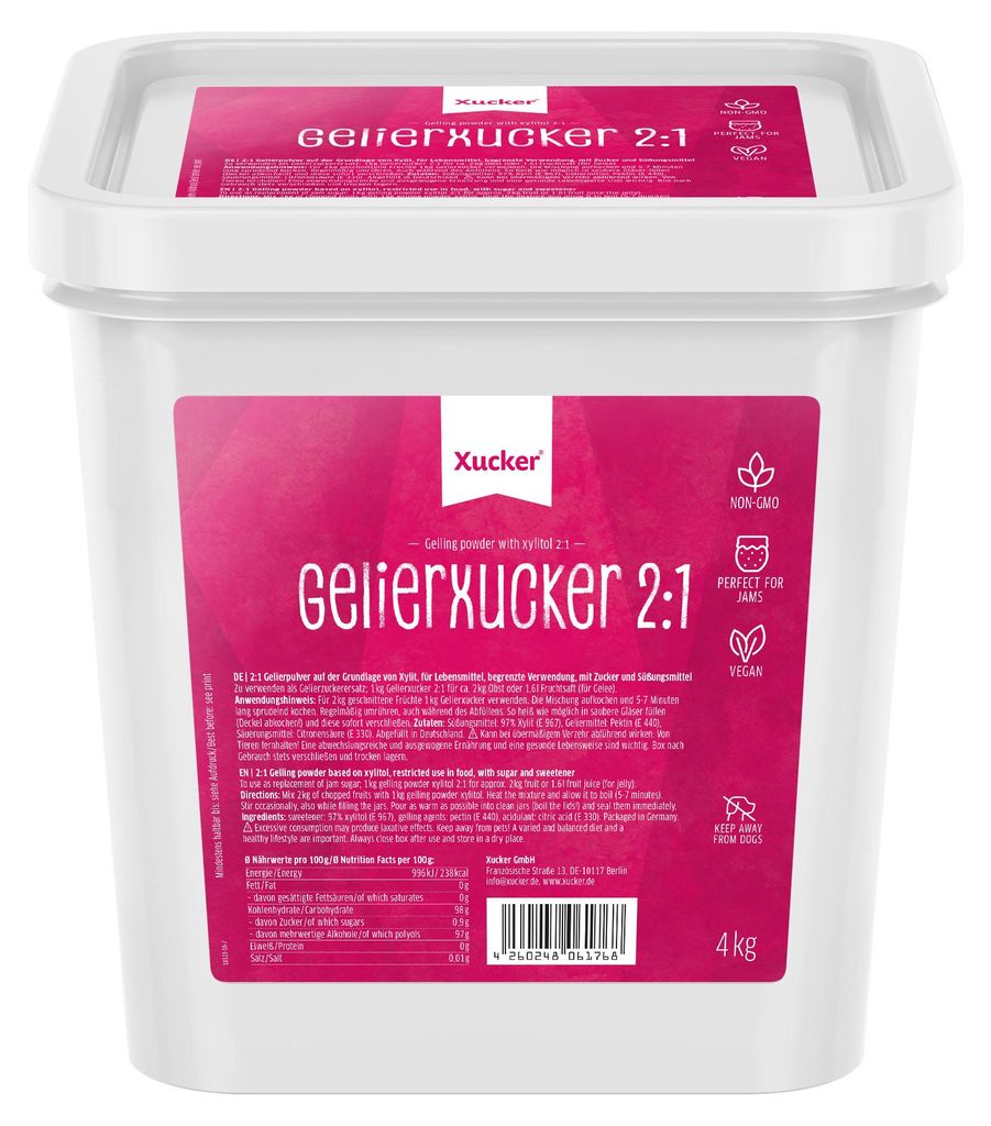 Xucker Gelierxucker 2:1, zuckerarme Gelierhilfe mit Xylit, Produktbild 