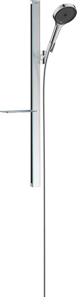 hansgrohe Rainfinity Brauseset 130 3-jet mit Brausestange 90 cm und Ablagefläche, chrom, 27671000