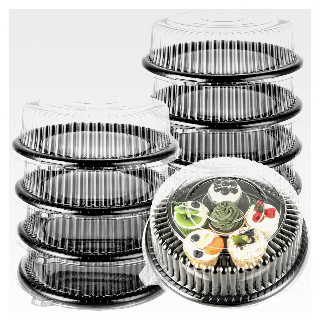 10 Stück Servierplatten mit Deckel 30,5 cm, Kunststoff Meal Prep Boxen, Rund, Wiederverwendbare Behälter für Sushi, Sandwiches, Obst und Gerichte