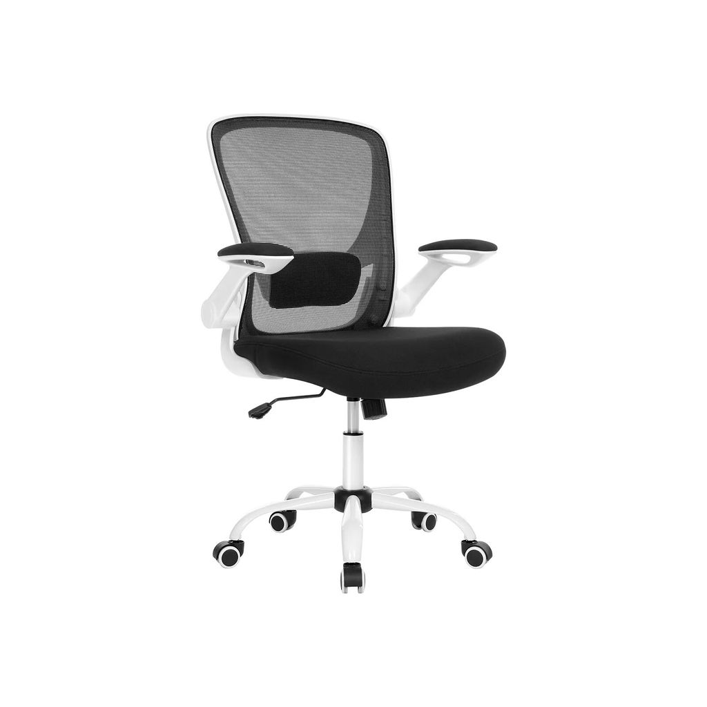In And OutdoorMatch Ergonomischer Bürostuhl Adrienne - Auf Rollen - Weiß/Schwarz - Für Erwachsene - Gamingstuhl Stoff - Höhenverstellbar