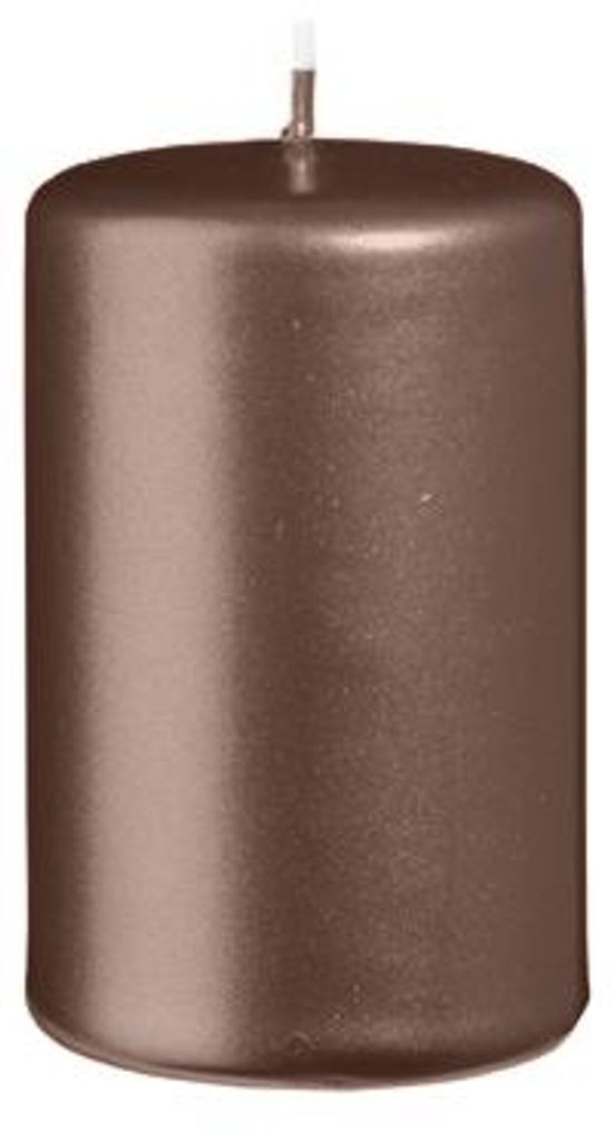 Stumpenkerzen Metallic Matt Mocca 80 x Ø 50 mm, 12 Stück