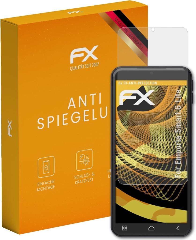 atFoliX FX-Antireflex 3x Schutzfolie kompatibel mit Emporia Smart.6 Lite Displayfolie