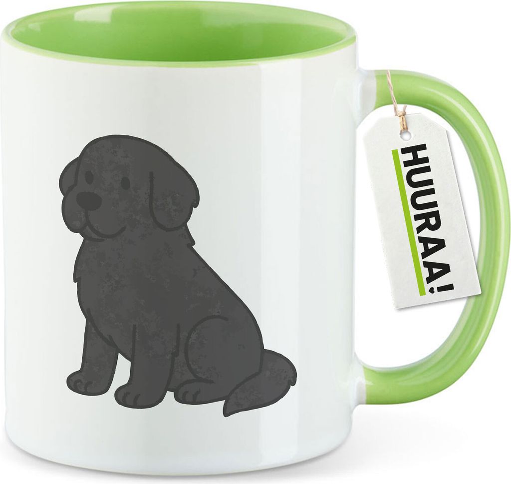 Huuraa Kaffeetasse Neufundländer Comic Neufi 330ml Grün Keramik Kaffeebecher Geschenkidee