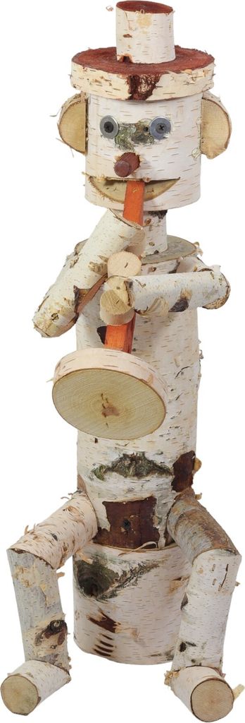 Figura in legno per il giardino in betulla, trombettiere, Immagine del prodotto 
