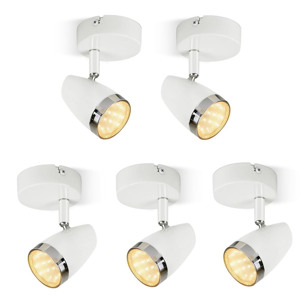 ZMH LED Deckenstrahler 1 Flammig Modern 4W 5er Weiß schwenkbar 350° Deckenleuchte Warmweiß 3000 K für Küche Wohnzimmer Esszimmer Flur