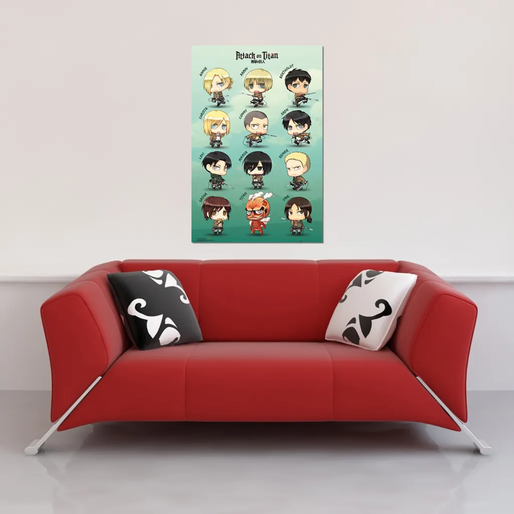 Attack on Titan - Poster - Personaggi Chibi + 2 St Posterleisten Alu 63 cm