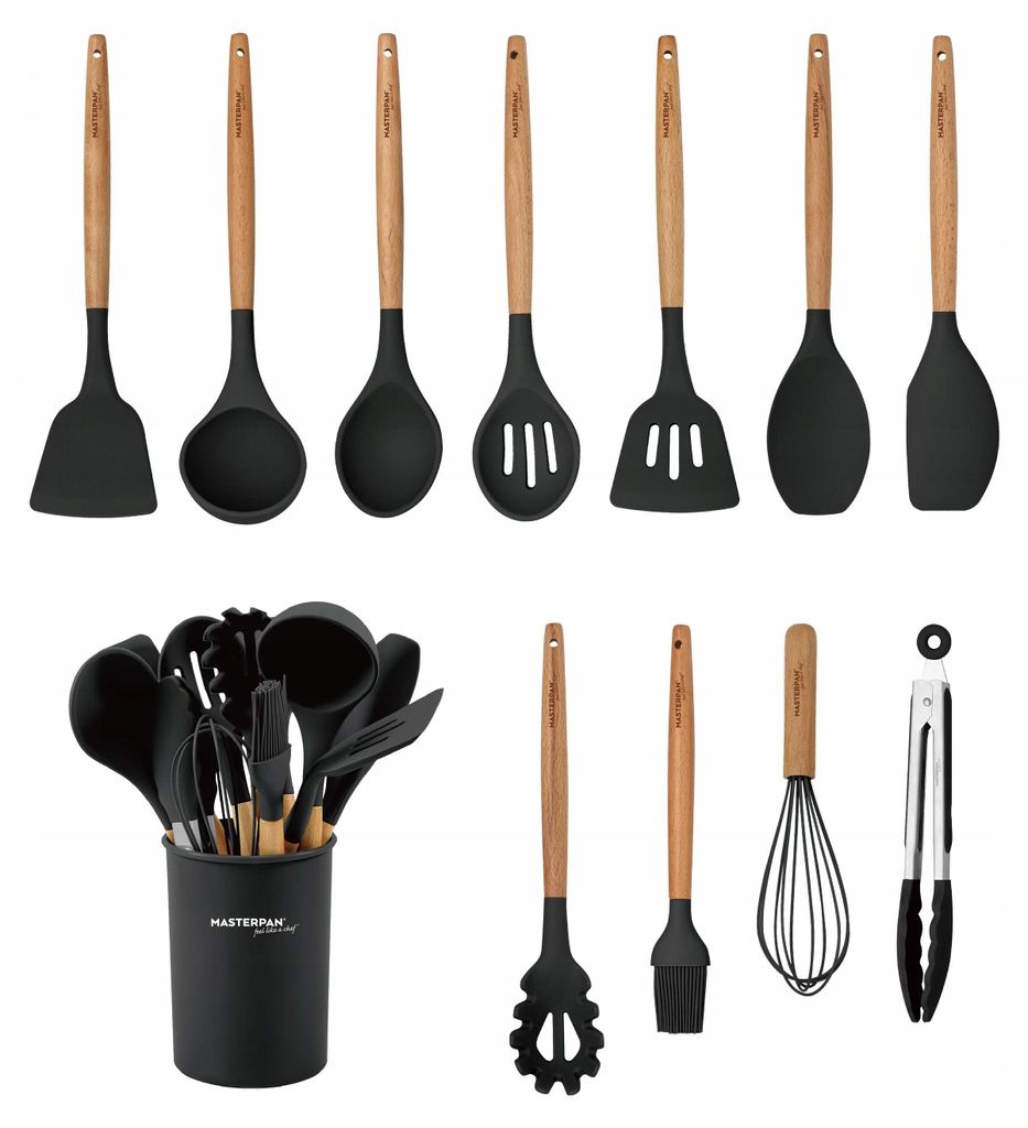Set Da Cucina In Silicone 12 Pezzi, Spatole E Utensili Antiaderenti Con Manico In Legno, Vari Colori - Foto 3