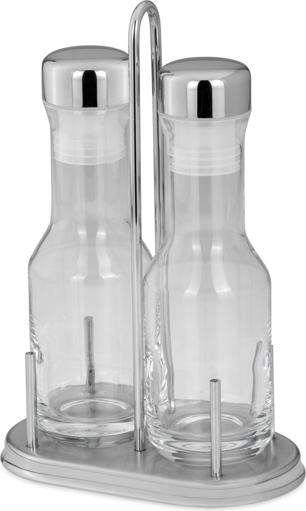 Essig- & Öl-Menage Set 2-teilig, je Flasche: H 18,5 cm D 4,0cm, 225ml, Glas/Edelstahl, Gesamt: 15,0